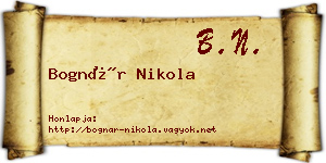 Bognár Nikola névjegykártya