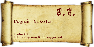 Bognár Nikola névjegykártya